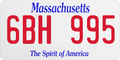 MA license plate 6BH995