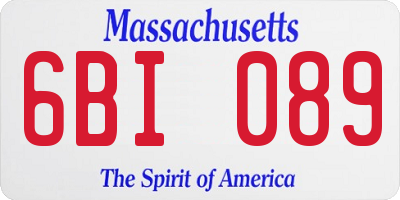 MA license plate 6BI089