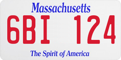 MA license plate 6BI124