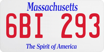 MA license plate 6BI293