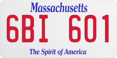 MA license plate 6BI601