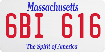 MA license plate 6BI616