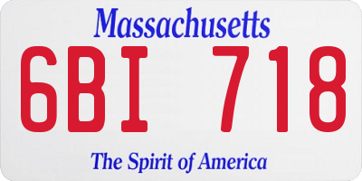 MA license plate 6BI718