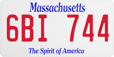 MA license plate 6BI744