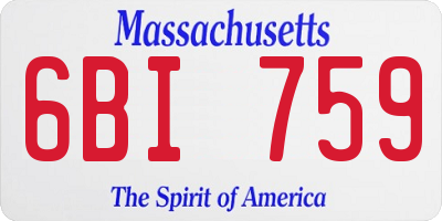 MA license plate 6BI759