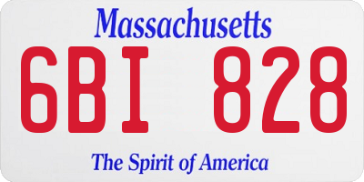 MA license plate 6BI828