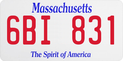 MA license plate 6BI831