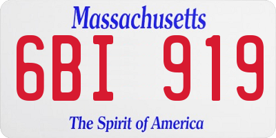 MA license plate 6BI919