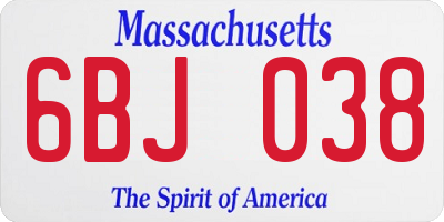 MA license plate 6BJ038