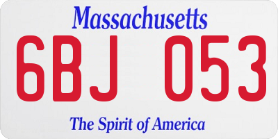 MA license plate 6BJ053