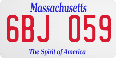 MA license plate 6BJ059