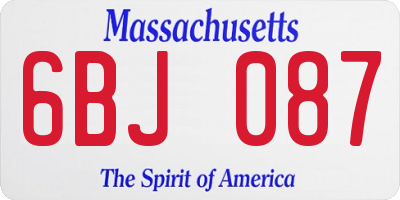 MA license plate 6BJ087