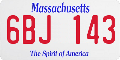 MA license plate 6BJ143