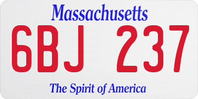 MA license plate 6BJ237