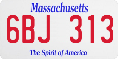 MA license plate 6BJ313