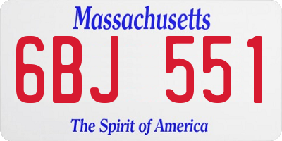 MA license plate 6BJ551