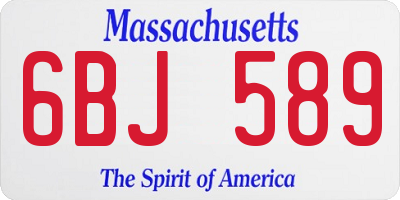 MA license plate 6BJ589