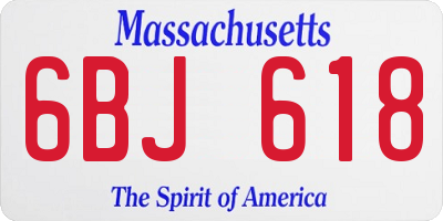 MA license plate 6BJ618