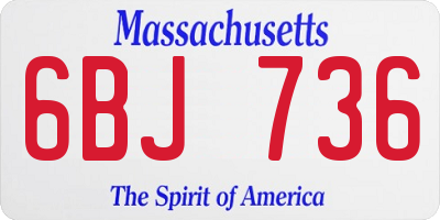MA license plate 6BJ736