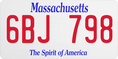 MA license plate 6BJ798
