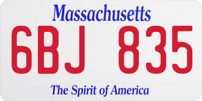MA license plate 6BJ835