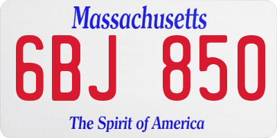 MA license plate 6BJ850