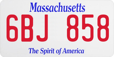 MA license plate 6BJ858
