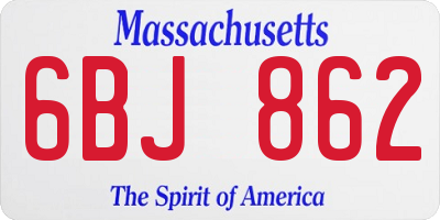 MA license plate 6BJ862