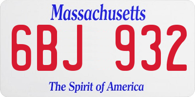 MA license plate 6BJ932