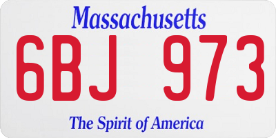 MA license plate 6BJ973