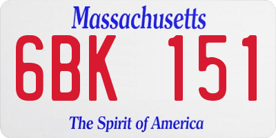 MA license plate 6BK151