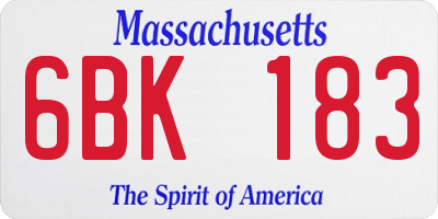 MA license plate 6BK183