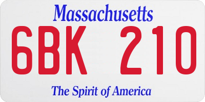 MA license plate 6BK210
