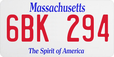 MA license plate 6BK294