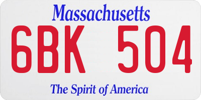 MA license plate 6BK504