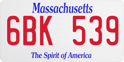 MA license plate 6BK539