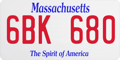 MA license plate 6BK680
