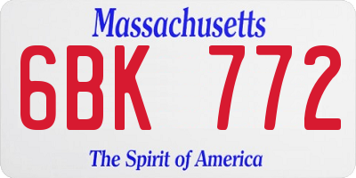 MA license plate 6BK772