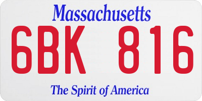 MA license plate 6BK816
