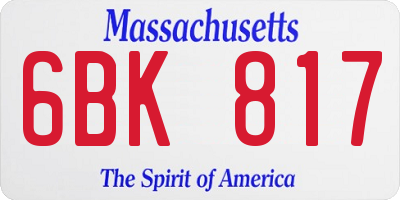 MA license plate 6BK817