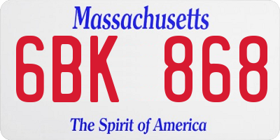 MA license plate 6BK868