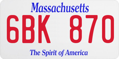MA license plate 6BK870