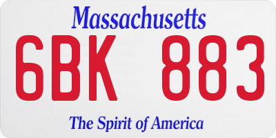 MA license plate 6BK883