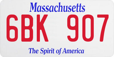 MA license plate 6BK907