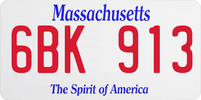 MA license plate 6BK913