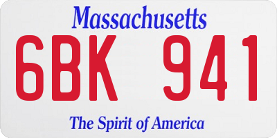 MA license plate 6BK941