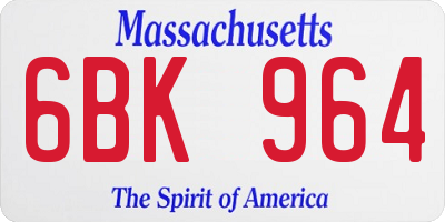 MA license plate 6BK964