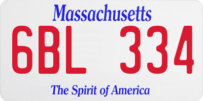 MA license plate 6BL334