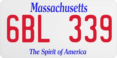 MA license plate 6BL339