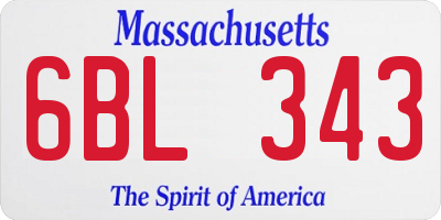 MA license plate 6BL343